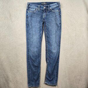 Silver Jeans Women Size 29x31 Aiko Skinny Distressed Rocker Bikercore Preppy